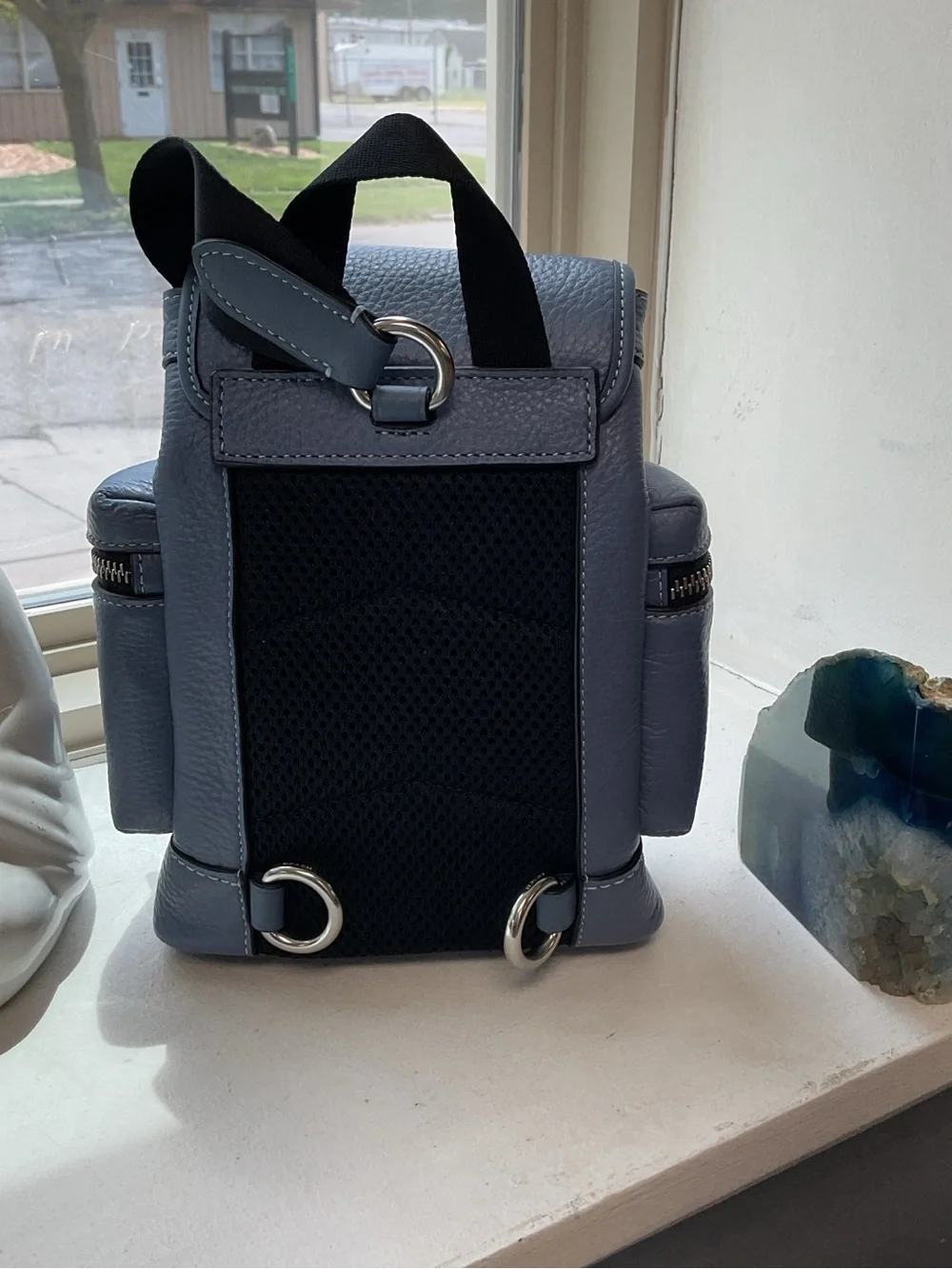 Coach NWT Sprint Sling Pack Leather Crossbody Backpack Light Denim Leather